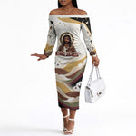 King Jesus African Black Christ Off The Shoulder Long Sleeve Dress Religious Christian Faith Holy Cross Dove Spiritual