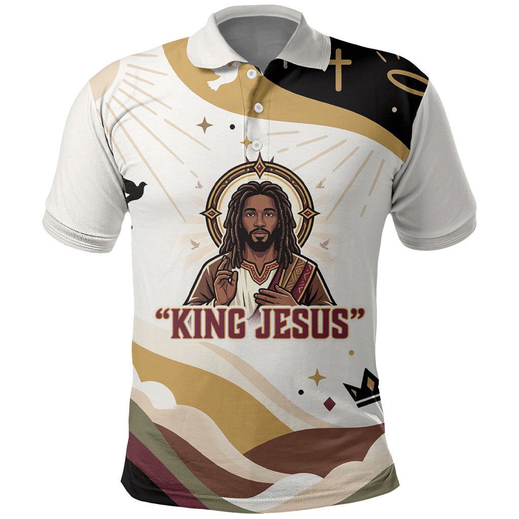 King Jesus African Black Christ Polo Shirt Religious Christian Faith Holy Cross Dove Spiritual