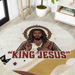King Jesus African Black Christ Round Carpet Religious Christian Faith Holy Cross Dove Spiritual