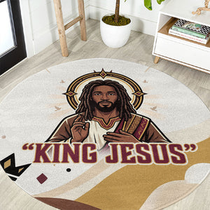 King Jesus African Black Christ Round Carpet Religious Christian Faith Holy Cross Dove Spiritual
