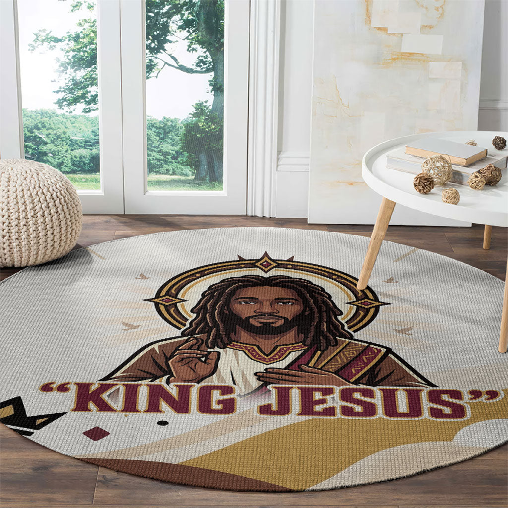 King Jesus African Black Christ Round Carpet Religious Christian Faith Holy Cross Dove Spiritual