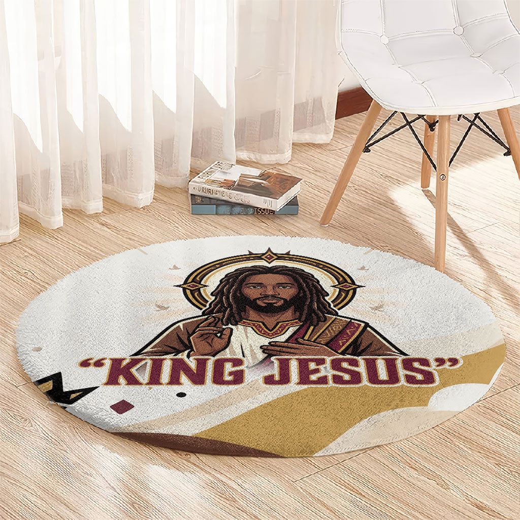 King Jesus African Black Christ Round Carpet Religious Christian Faith Holy Cross Dove Spiritual