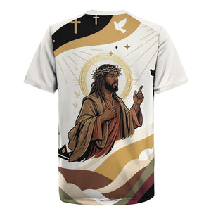 King Jesus African Black Christ Rugby Jersey Religious Christian Faith Holy Cross Dove Spiritual