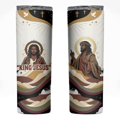 King Jesus African Black Christ Skinny Tumbler Religious Christian Faith Holy Cross Dove Spiritual