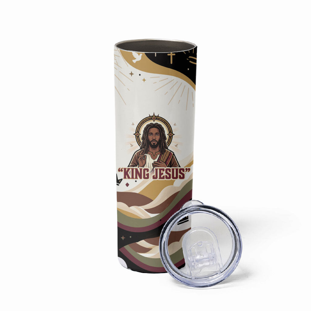 King Jesus African Black Christ Skinny Tumbler Religious Christian Faith Holy Cross Dove Spiritual