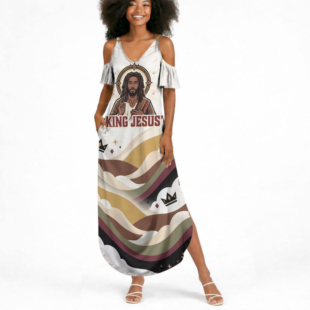 King Jesus African Black Christ Summer Maxi Dress Religious Christian Faith Holy Cross Dove Spiritual