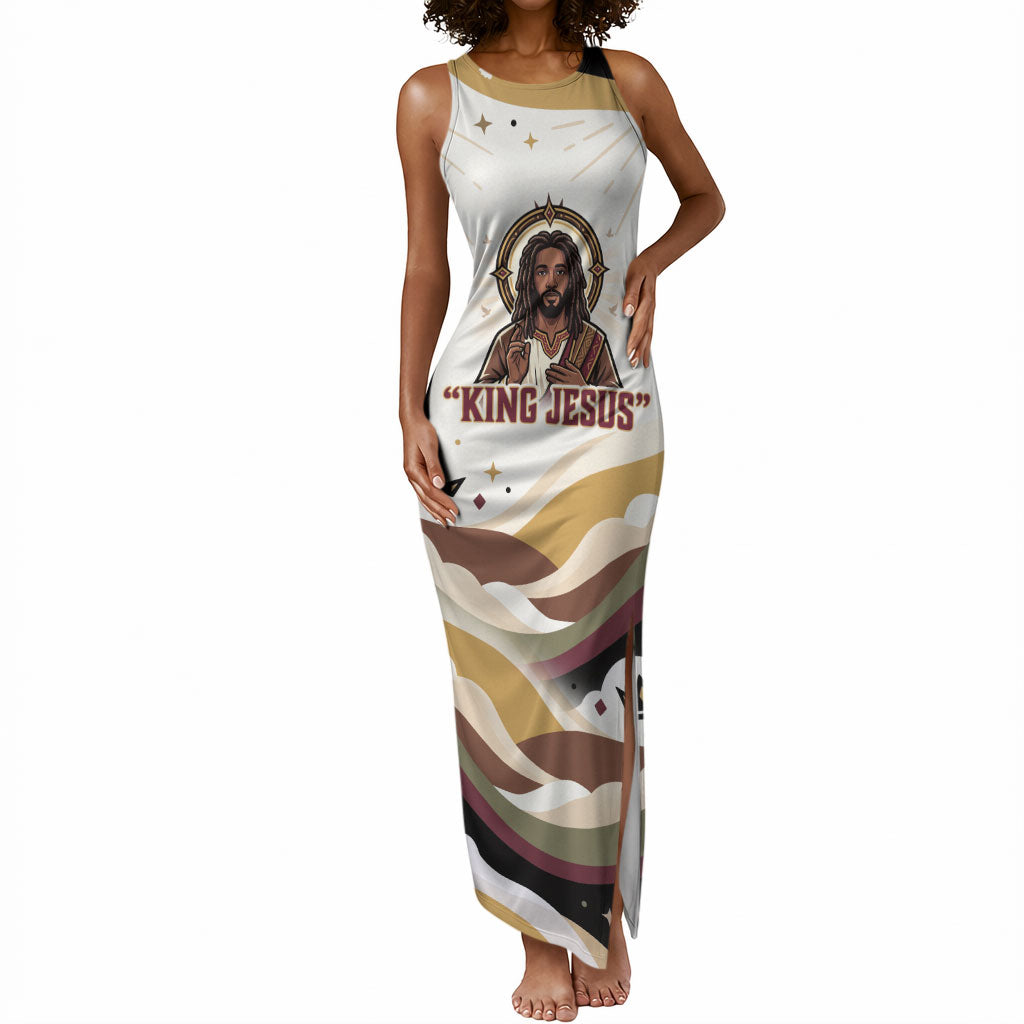 King Jesus African Black Christ Tank Maxi Dress Religious Christian Faith Holy Cross Dove Spiritual
