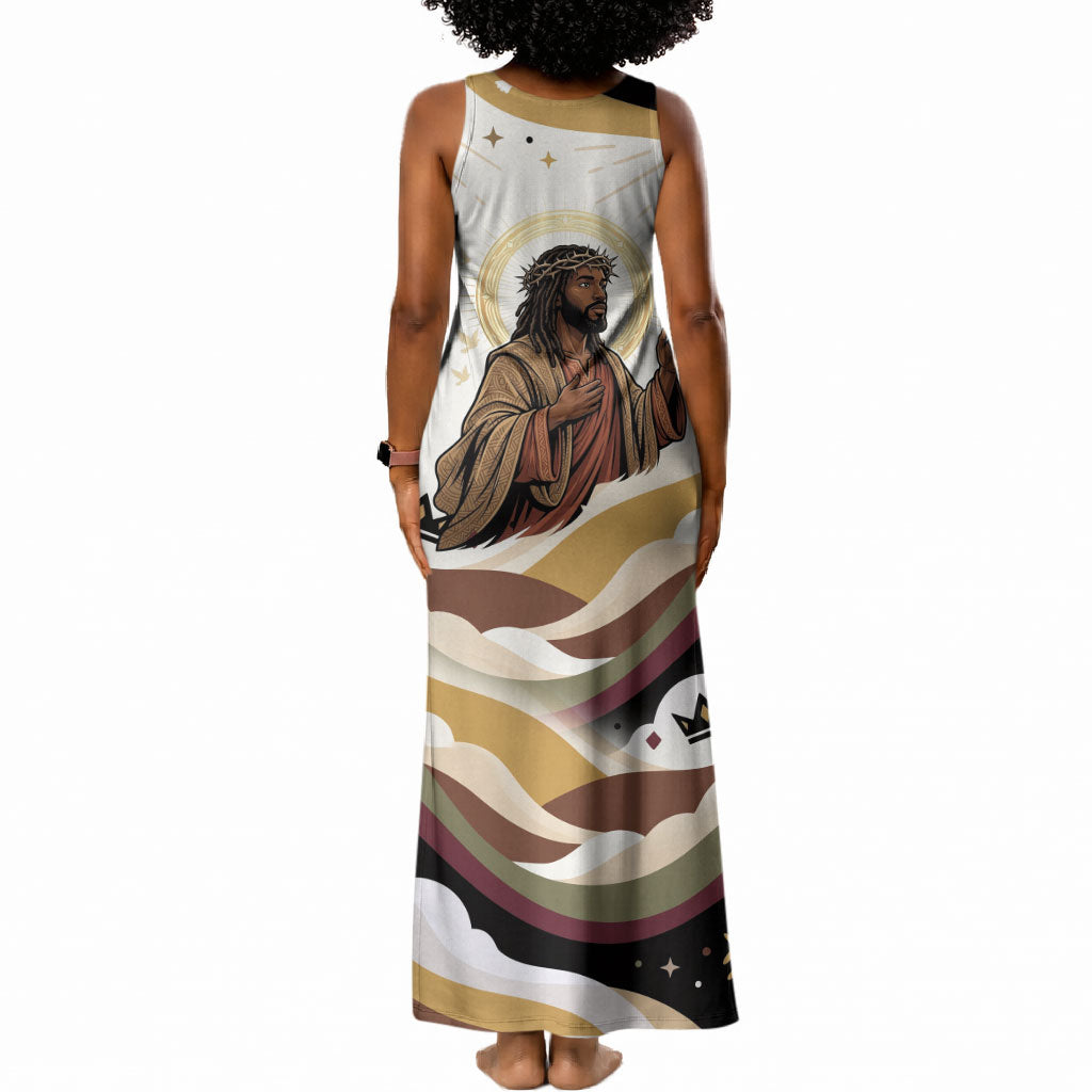 King Jesus African Black Christ Tank Maxi Dress Religious Christian Faith Holy Cross Dove Spiritual