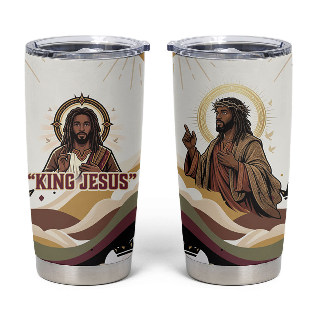King Jesus African Black Christ Tumbler Cup Religious Christian Faith Holy Cross Dove Spiritual