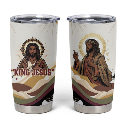 King Jesus African Black Christ Tumbler Cup Religious Christian Faith Holy Cross Dove Spiritual