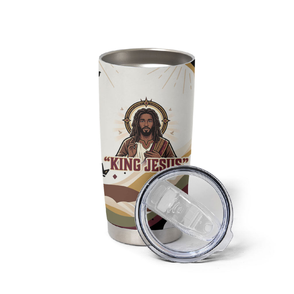 King Jesus African Black Christ Tumbler Cup Religious Christian Faith Holy Cross Dove Spiritual