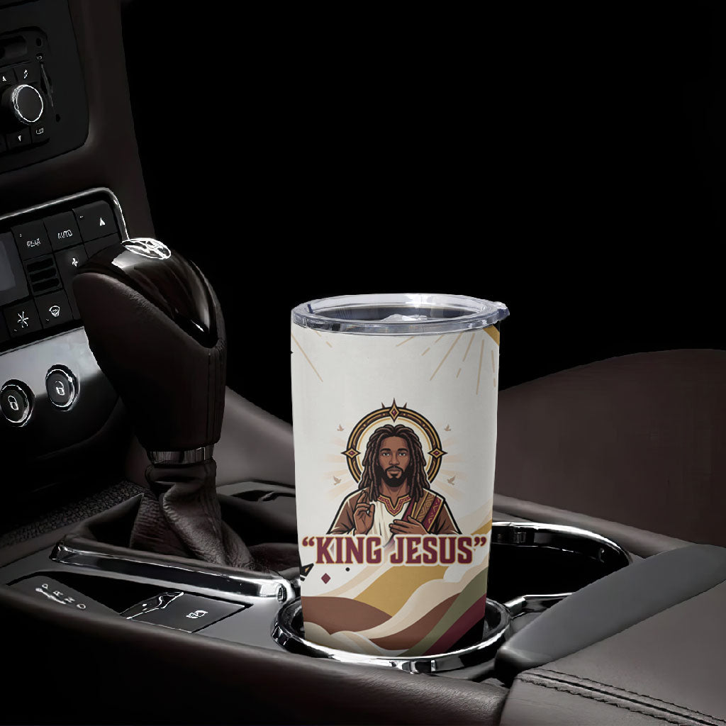 King Jesus African Black Christ Tumbler Cup Religious Christian Faith Holy Cross Dove Spiritual