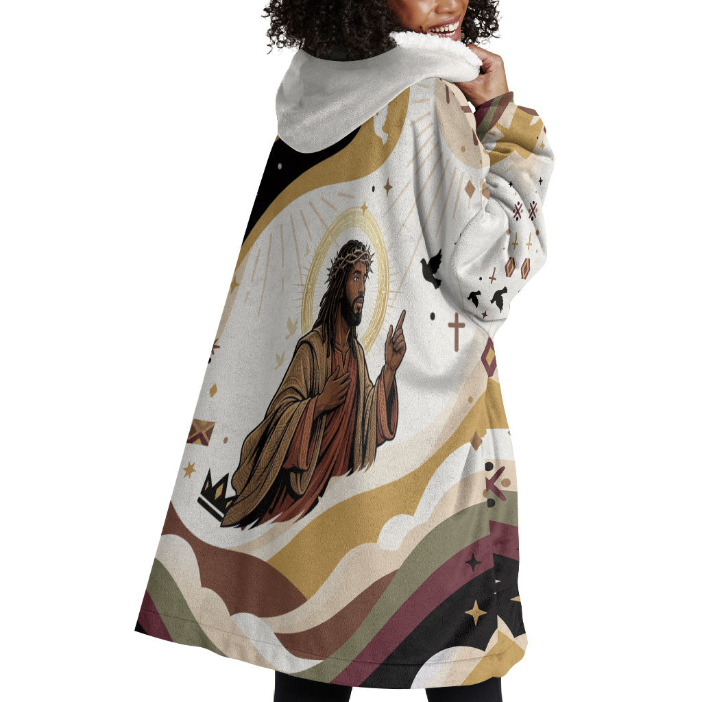 King Jesus African Black Christ Wearable Blanket Hoodie Religious Christian Faith Holy Cross Dove Spiritual