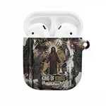 King Of Kings Jesus Is King Lion Of Judah Africa AirPods Case Black Christ Religious Faith Lion Crown Grunge
