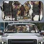 King Of Kings Jesus Is King Lion Of Judah Africa Auto Sun Shade Black Christ Religious Faith Lion Crown Grunge