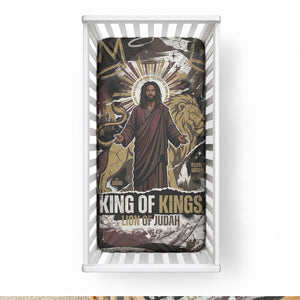King Of Kings Jesus Is King Lion Of Judah Africa Baby Bed Cover Black Christ Religious Faith Lion Crown Grunge