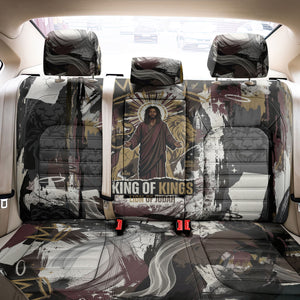 King Of Kings Jesus Is King Lion Of Judah Africa Back Car Seat Cover Black Christ Religious Faith Lion Crown Grunge