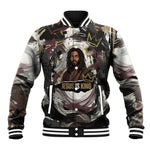 King Of Kings Jesus Is King Lion Of Judah Africa Baseball Jacket Black Christ Religious Faith Lion Crown Grunge
