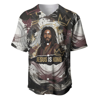 King Of Kings Jesus Is King Lion Of Judah Africa Baseball Jersey Black Christ Religious Faith Lion Crown Grunge
