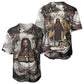 King Of Kings Jesus Is King Lion Of Judah Africa Baseball Jersey Black Christ Religious Faith Lion Crown Grunge