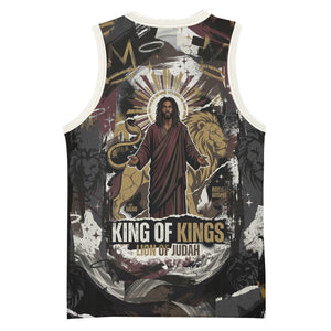 King Of Kings Jesus Is King Lion Of Judah Africa Basketball Jersey Black Christ Religious Faith Lion Crown Grunge