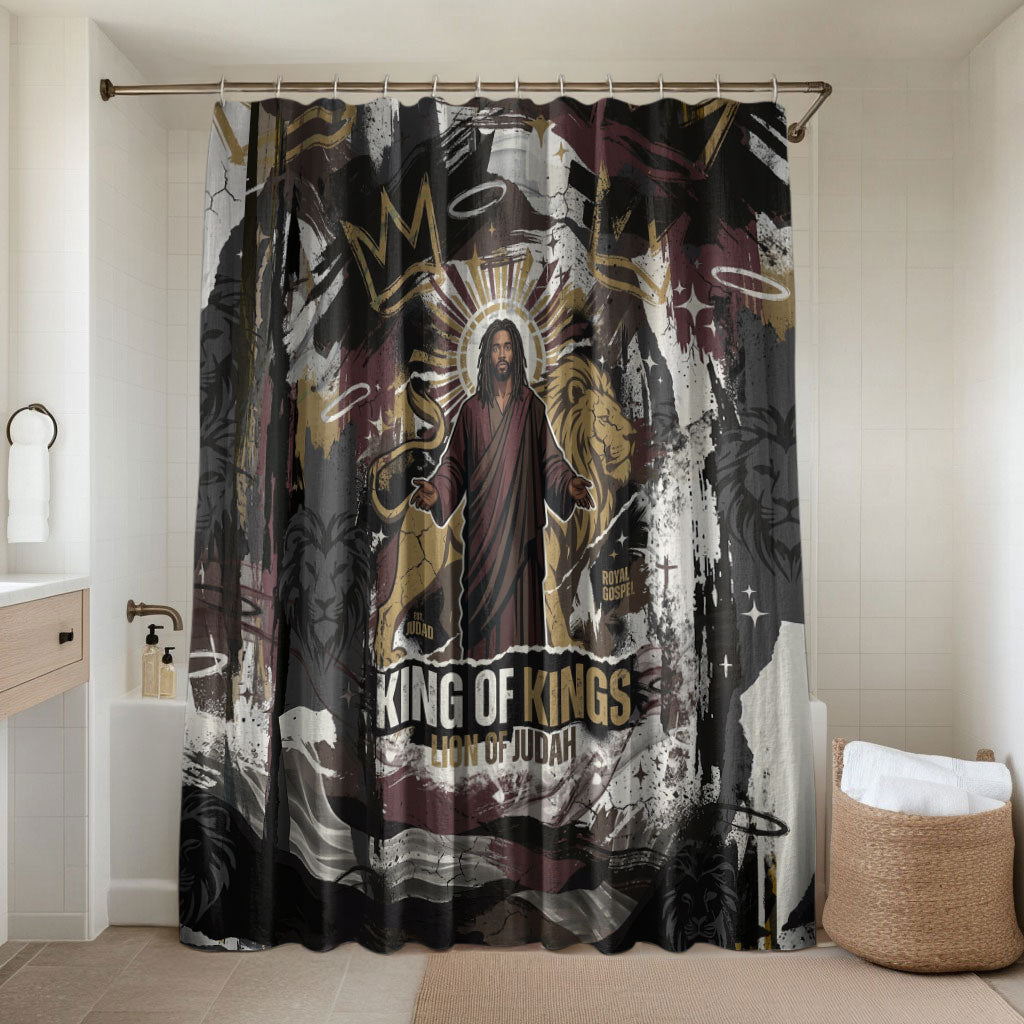 King Of Kings Jesus Is King Lion Of Judah Africa Bathroom Set Black Christ Religious Faith Lion Crown Grunge