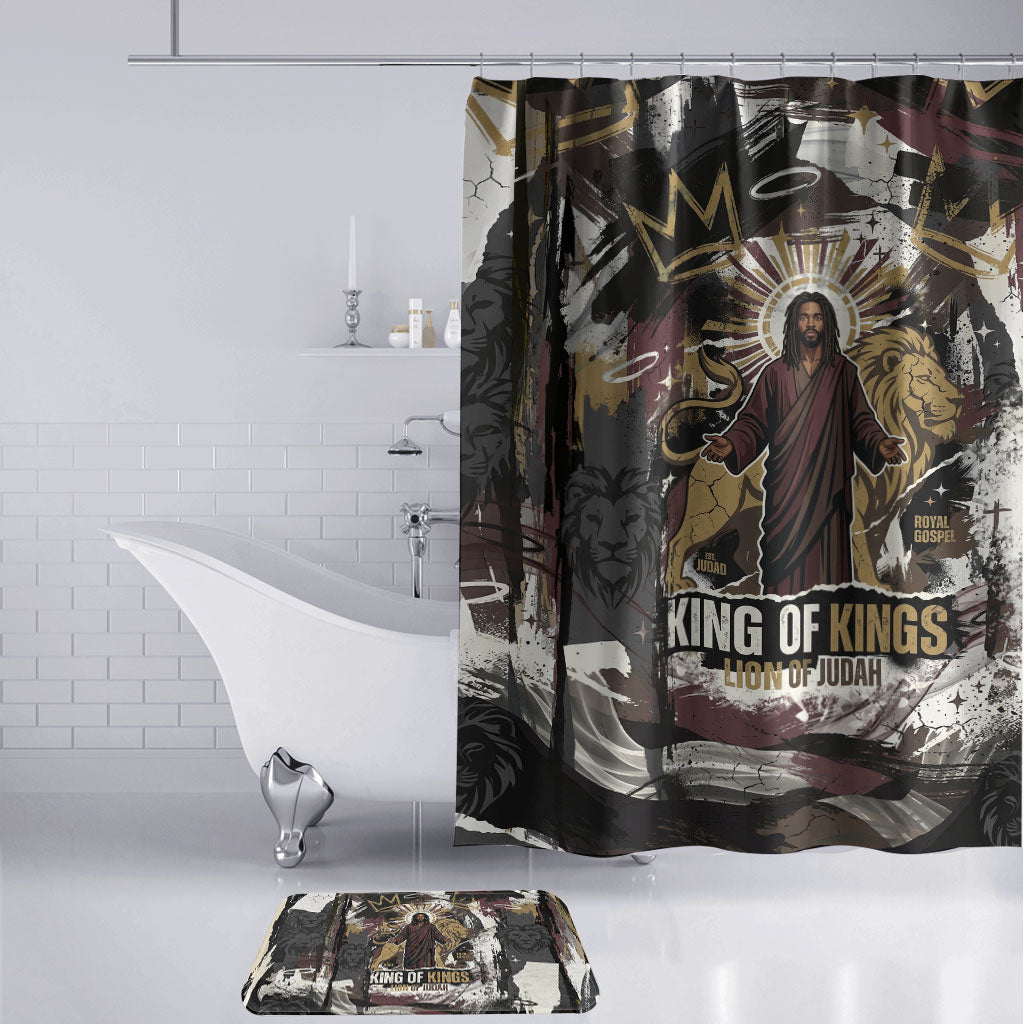 King Of Kings Jesus Is King Lion Of Judah Africa Bathroom Set Black Christ Religious Faith Lion Crown Grunge
