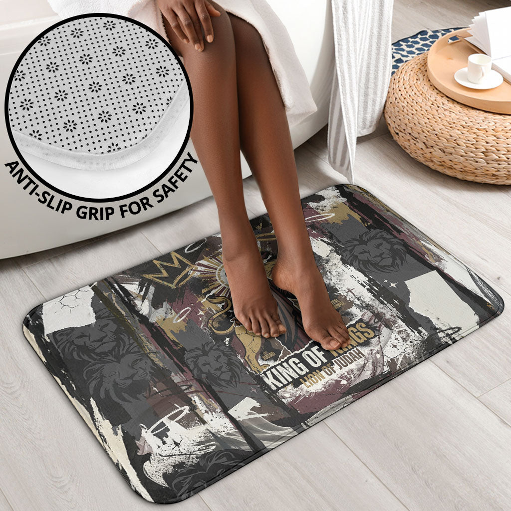 King Of Kings Jesus Is King Lion Of Judah Africa Bathroom Set Black Christ Religious Faith Lion Crown Grunge
