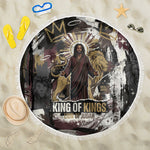 King Of Kings Jesus Is King Lion Of Judah Africa Beach Blanket Black Christ Religious Faith Lion Crown Grunge