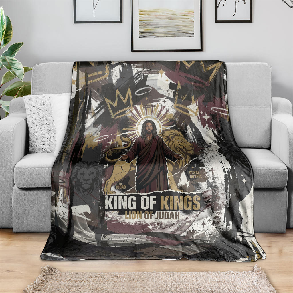 King Of Kings Jesus Is King Lion Of Judah Africa Blanket Black Christ Religious Faith Lion Crown Grunge
