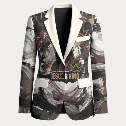 King Of Kings Jesus Is King Lion Of Judah Africa Blazer Black Christ Religious Faith Lion Crown Grunge