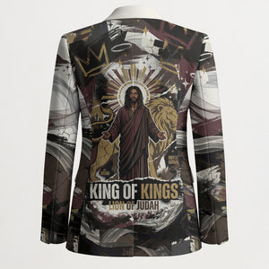 King Of Kings Jesus Is King Lion Of Judah Africa Blazer Black Christ Religious Faith Lion Crown Grunge