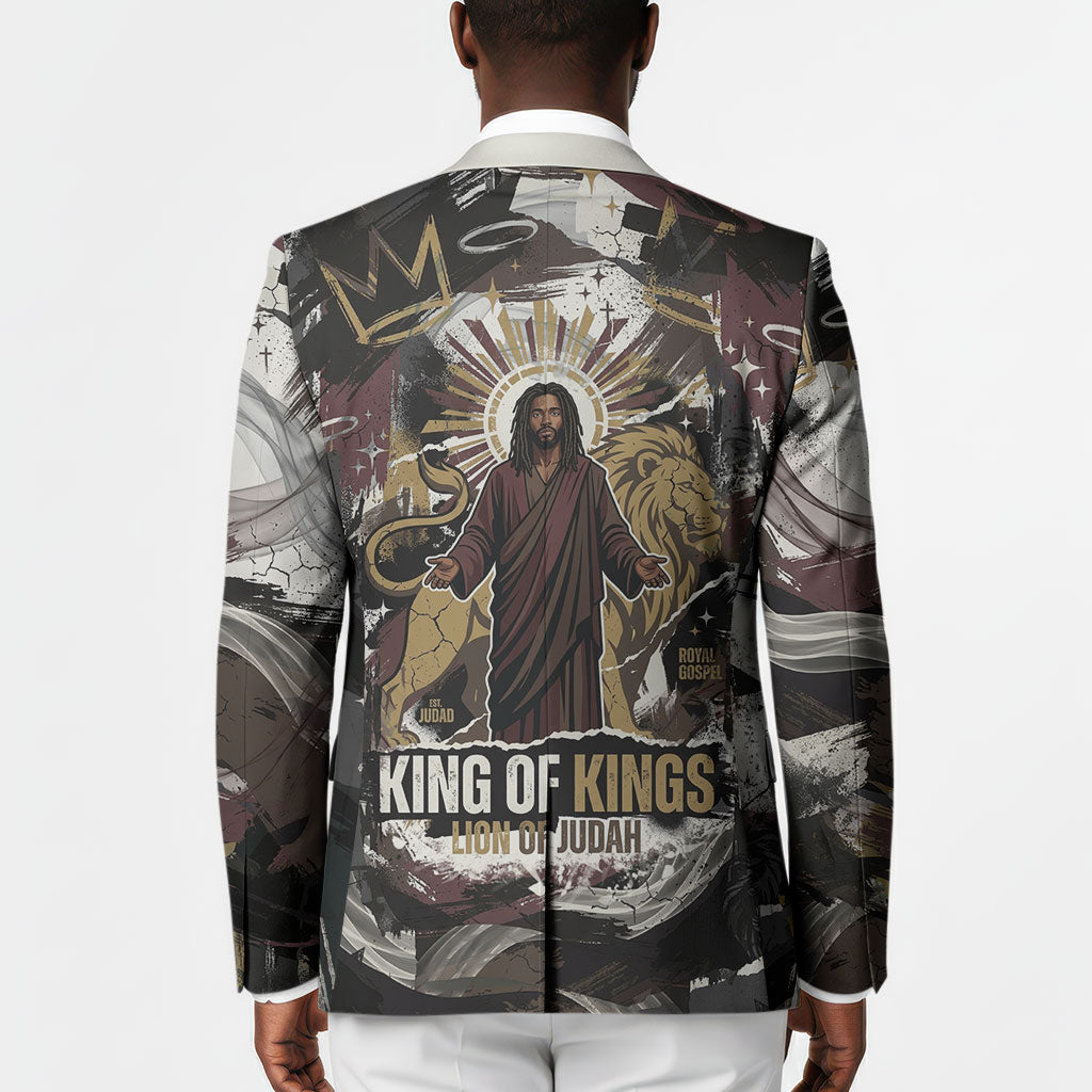 King Of Kings Jesus Is King Lion Of Judah Africa Blazer Black Christ Religious Faith Lion Crown Grunge
