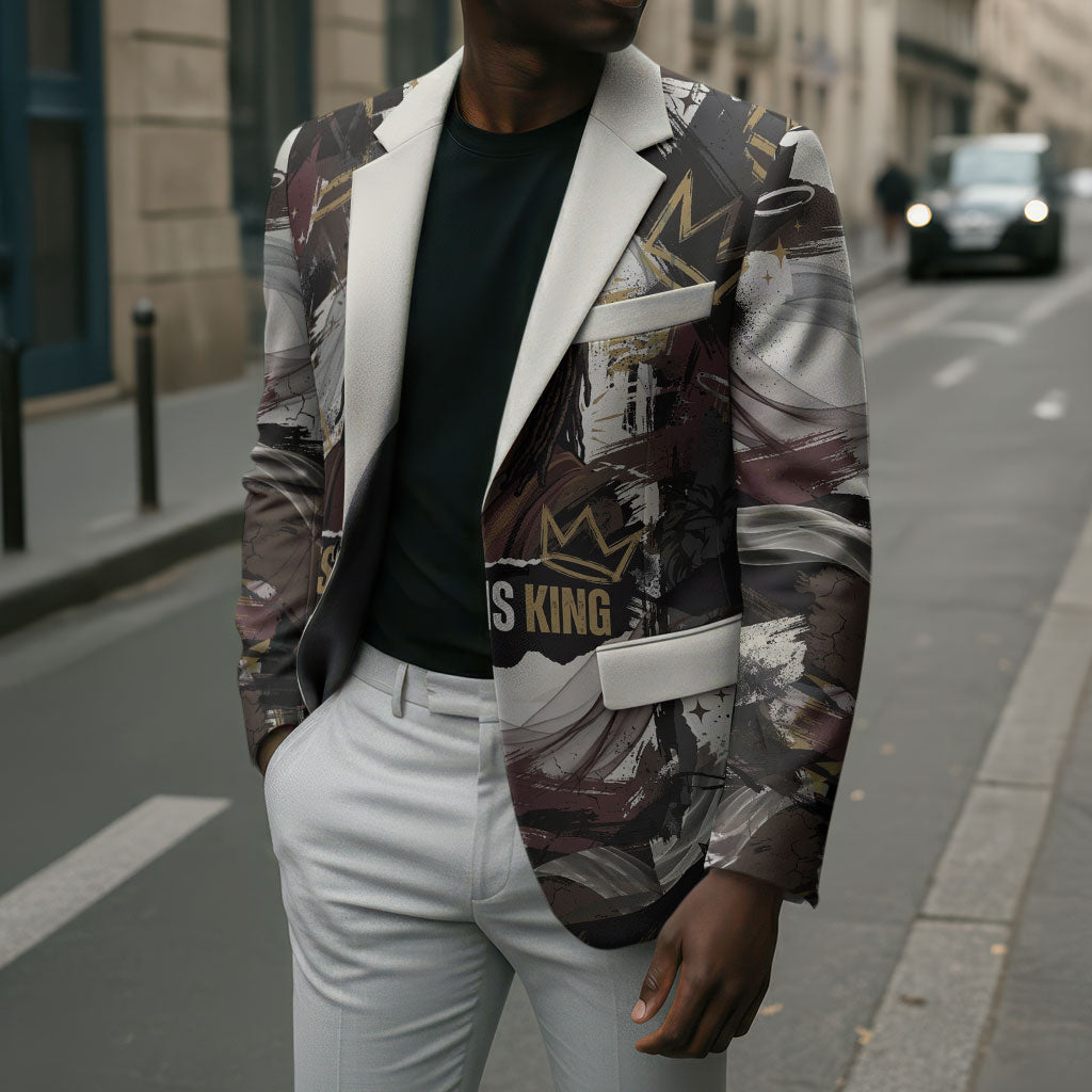 King Of Kings Jesus Is King Lion Of Judah Africa Blazer Black Christ Religious Faith Lion Crown Grunge