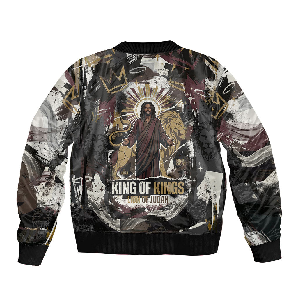 King Of Kings Jesus Is King Lion Of Judah Africa Bomber Jacket Black Christ Religious Faith Lion Crown Grunge