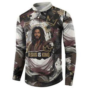 King Of Kings Jesus Is King Lion Of Judah Africa Button Sweatshirt Black Christ Religious Faith Lion Crown Grunge