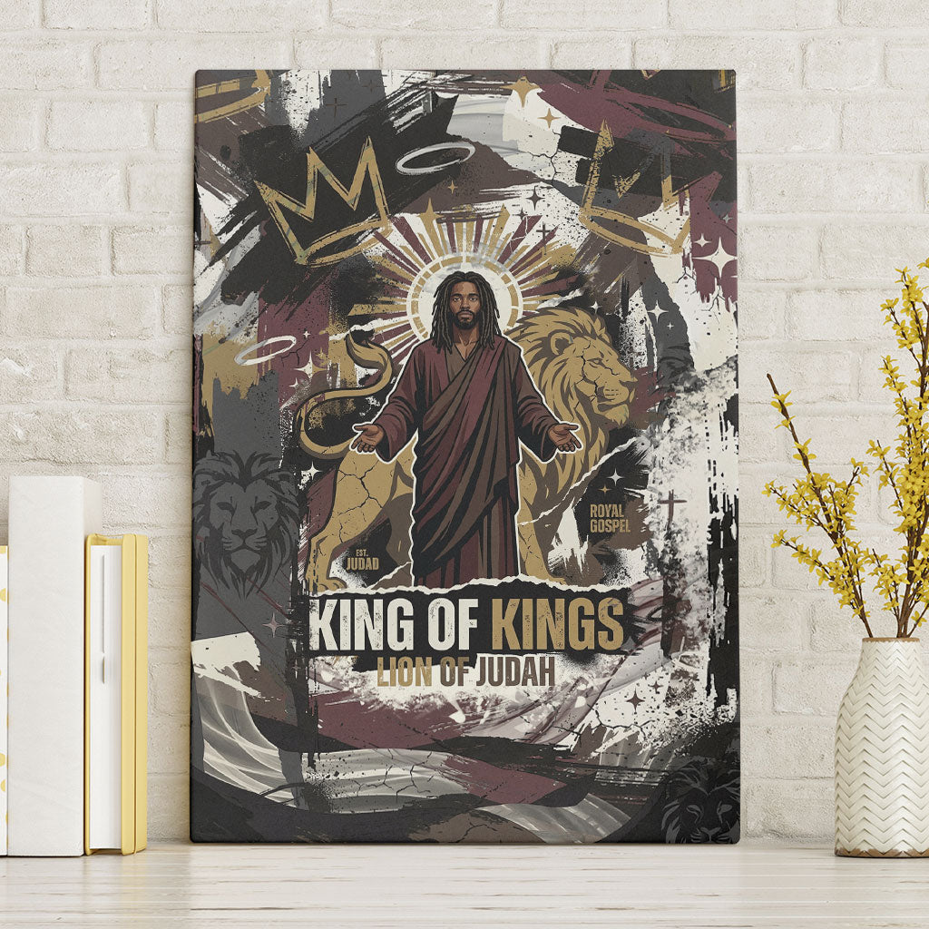 King Of Kings Jesus Is King Lion Of Judah Africa Canvas Wall Art Black Christ Religious Faith Lion Crown Grunge