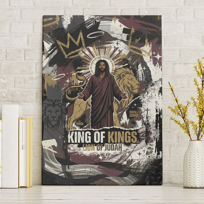 King Of Kings Jesus Is King Lion Of Judah Africa Canvas Wall Art Black Christ Religious Faith Lion Crown Grunge