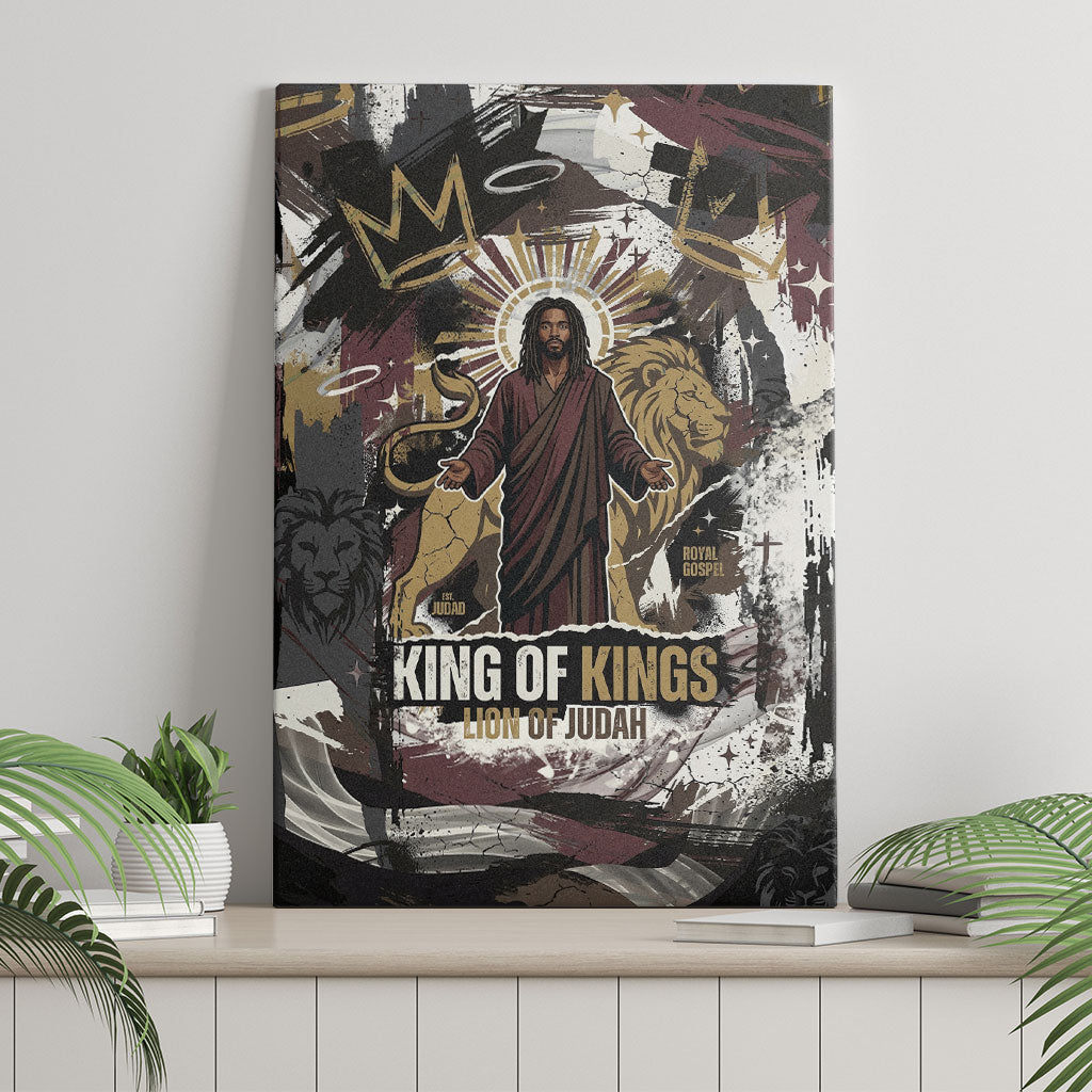 King Of Kings Jesus Is King Lion Of Judah Africa Canvas Wall Art Black Christ Religious Faith Lion Crown Grunge