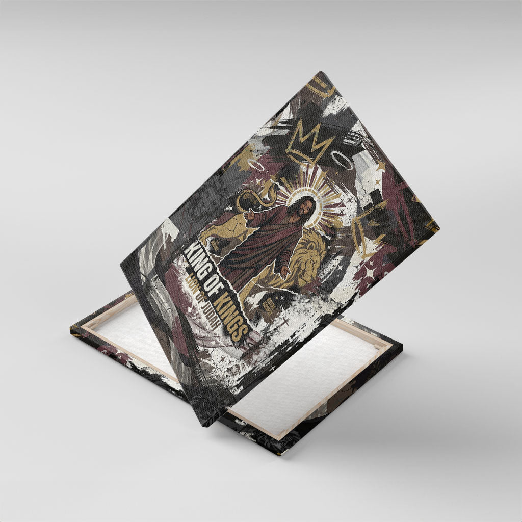 King Of Kings Jesus Is King Lion Of Judah Africa Canvas Wall Art Black Christ Religious Faith Lion Crown Grunge