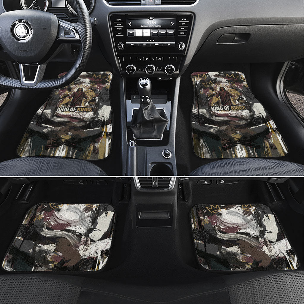 King Of Kings Jesus Is King Lion Of Judah Africa Car Mats Black Christ Religious Faith Lion Crown Grunge