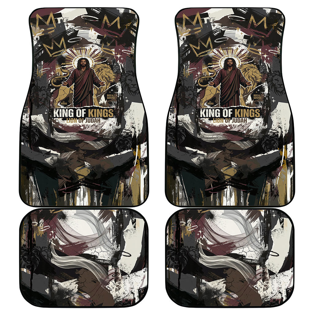 King Of Kings Jesus Is King Lion Of Judah Africa Car Mats Black Christ Religious Faith Lion Crown Grunge