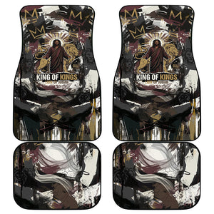 King Of Kings Jesus Is King Lion Of Judah Africa Car Mats Black Christ Religious Faith Lion Crown Grunge