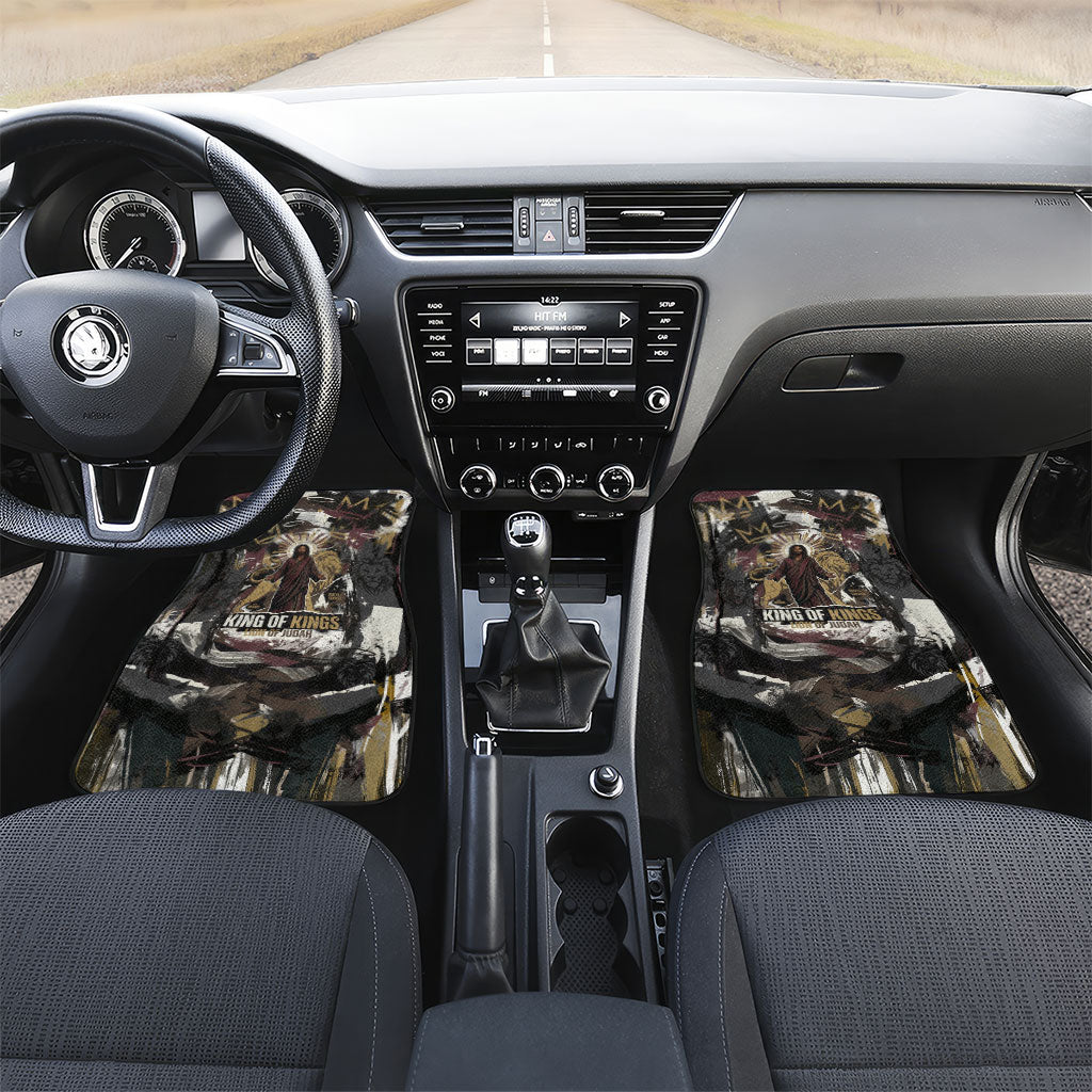 King Of Kings Jesus Is King Lion Of Judah Africa Car Mats Black Christ Religious Faith Lion Crown Grunge
