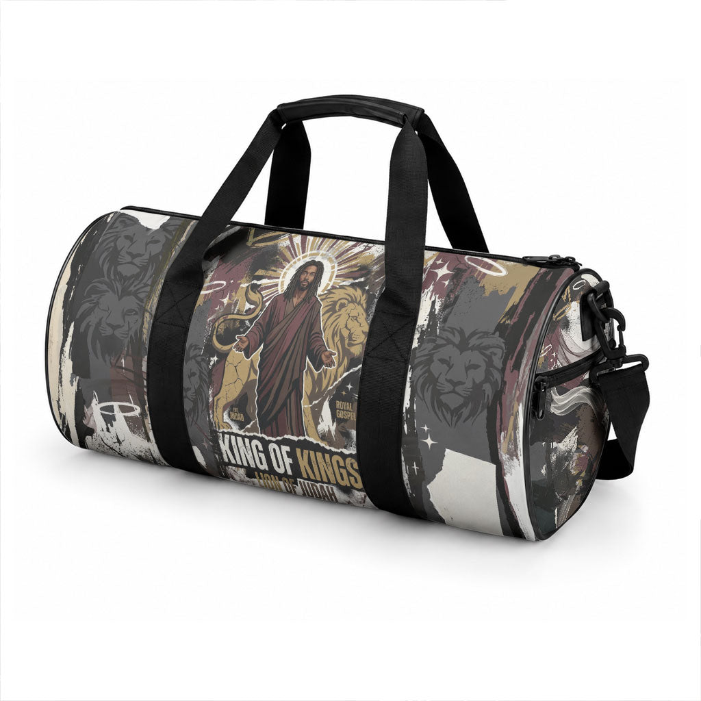 King Of Kings Jesus Is King Lion Of Judah Africa Duffle Bag Black Christ Religious Faith Lion Crown Grunge