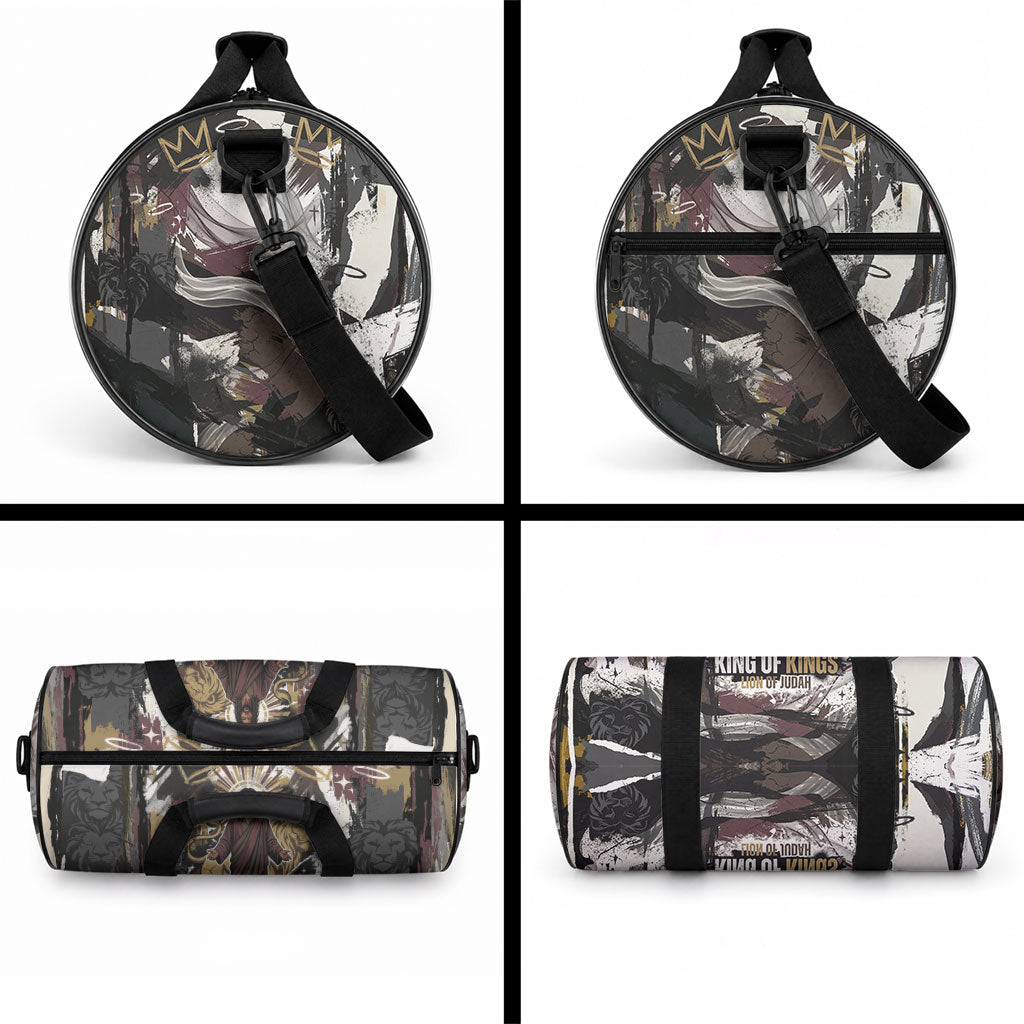King Of Kings Jesus Is King Lion Of Judah Africa Duffle Bag Black Christ Religious Faith Lion Crown Grunge
