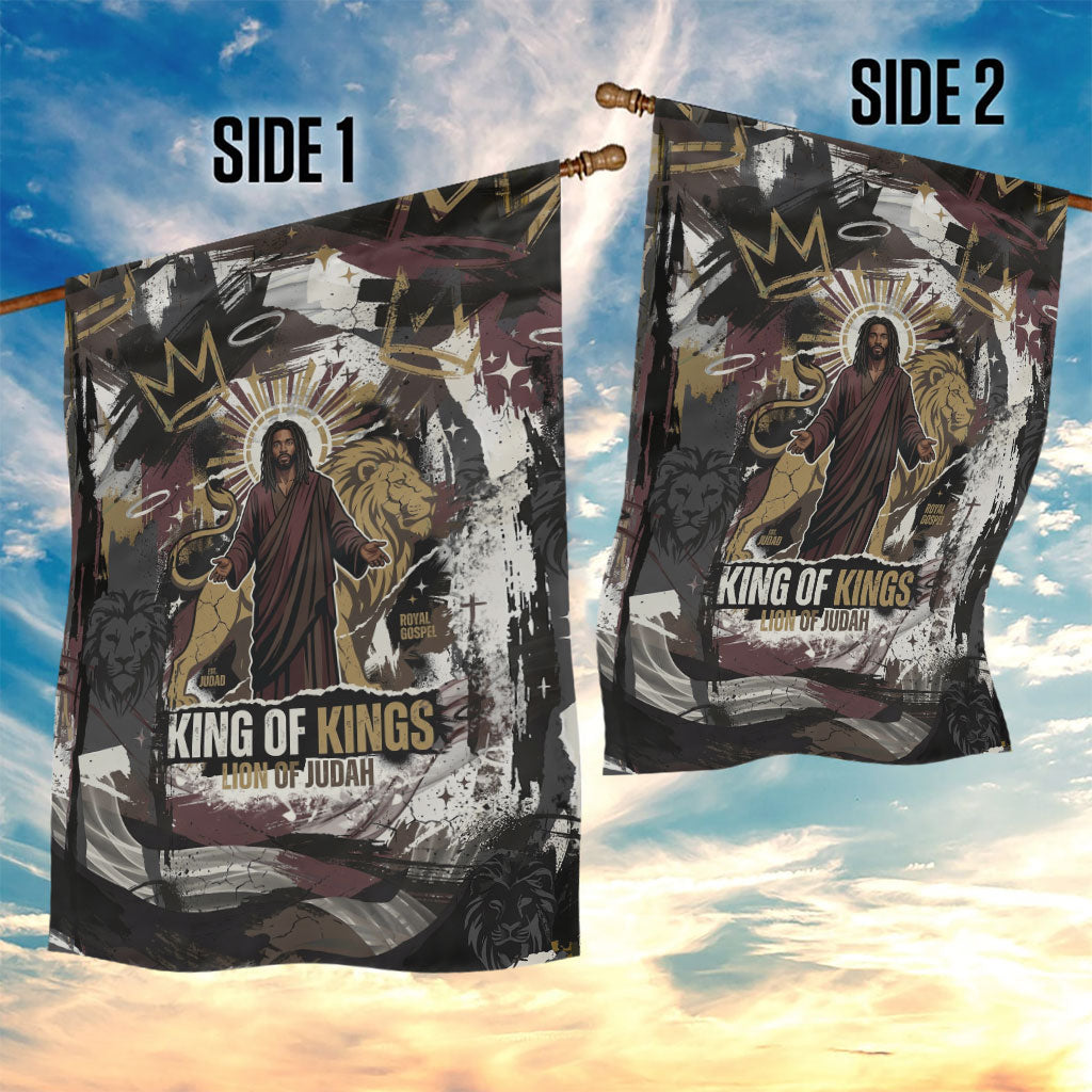 King Of Kings Jesus Is King Lion Of Judah Africa Garden Flag Black Christ Religious Faith Lion Crown Grunge