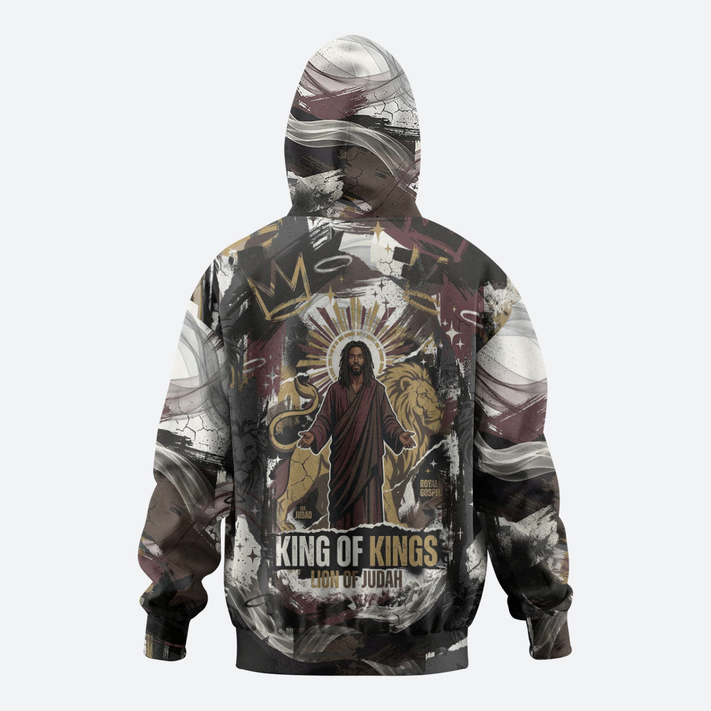 King Of Kings Jesus Is King Lion Of Judah Africa Hoodie Black Christ Religious Faith Lion Crown Grunge