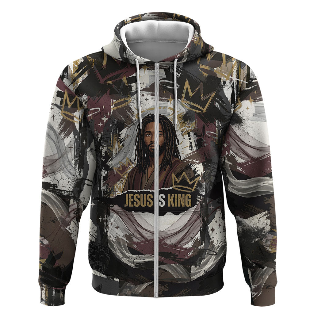 King Of Kings Jesus Is King Lion Of Judah Africa Hoodie Black Christ Religious Faith Lion Crown Grunge