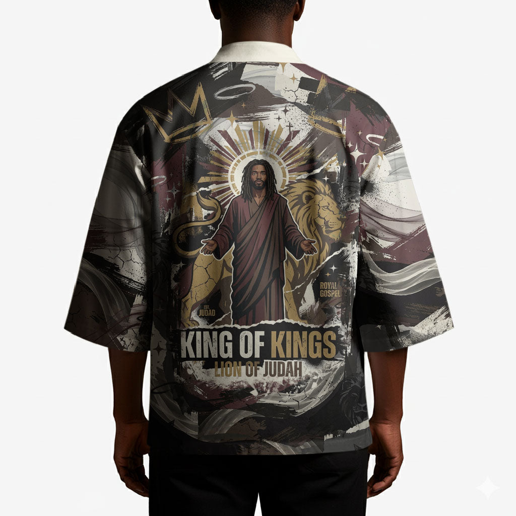 King Of Kings Jesus Is King Lion Of Judah Africa Kimono Black Christ Religious Faith Lion Crown Grunge